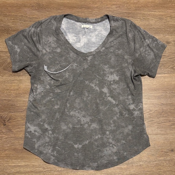 Grayson Threads Tops - women’s gray tie dye pocket v neck t shirt